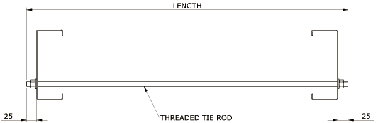 Drawing of threaded tie rod