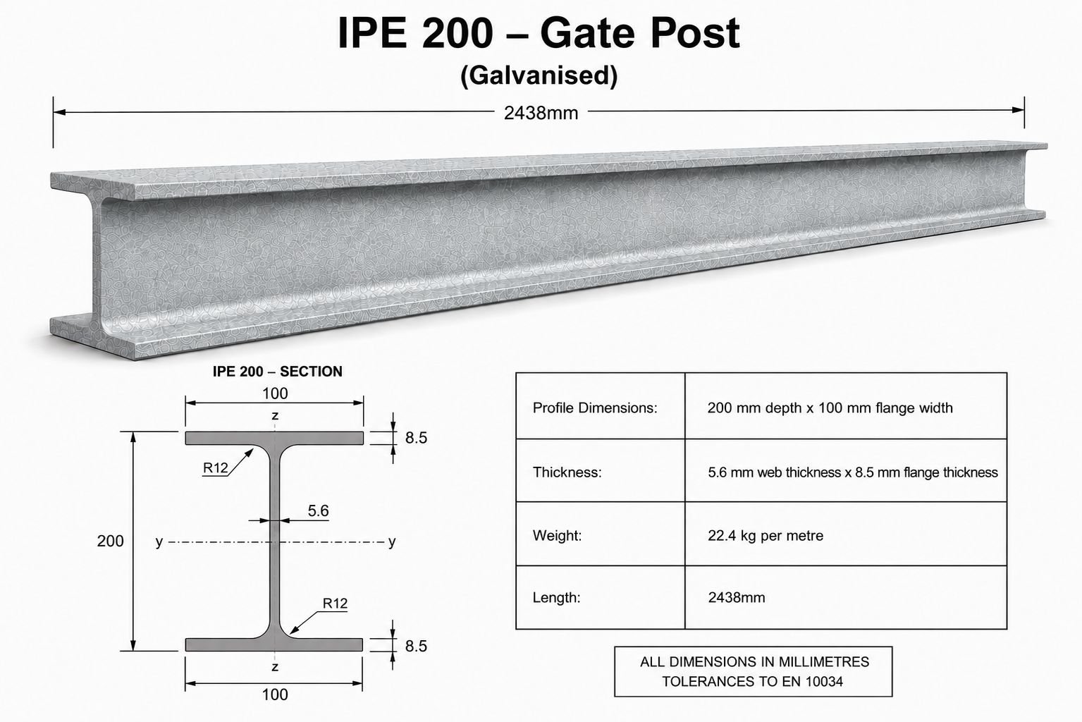 IPE200GalvGatePost
